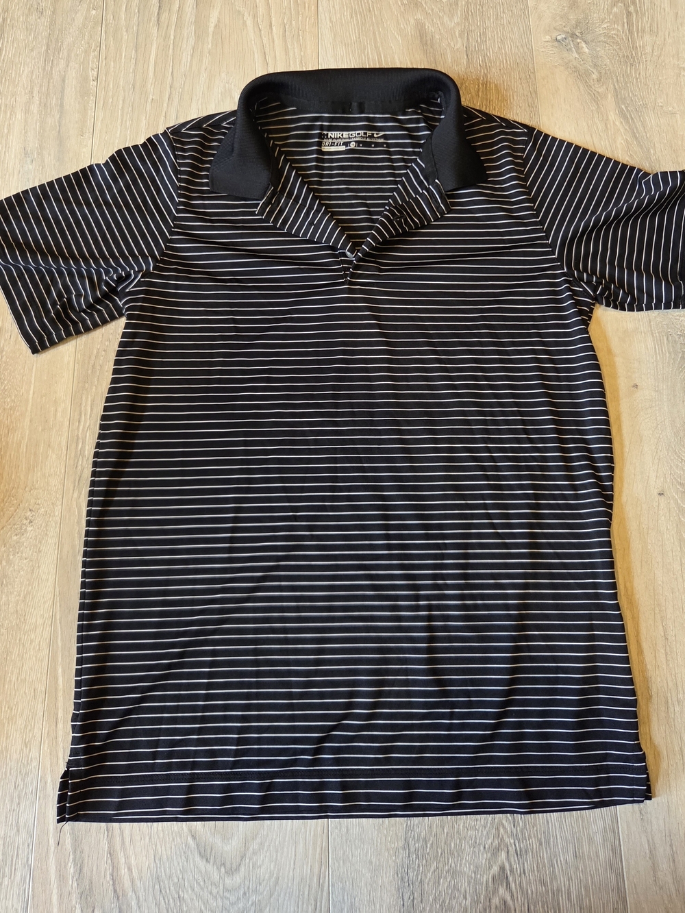 Nike Black Polo with Thin White Stripes